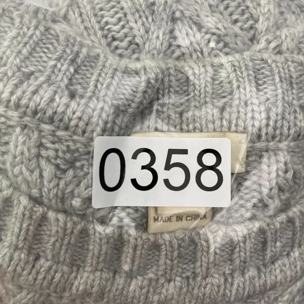 J Crew Cable Knit Sweater Womens Large Gray Wool Blend Cozy Classic Preppy